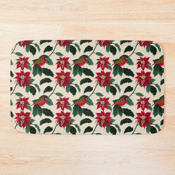 Item preview, Vintage Christmas Poinsettia Floral Pattern on a White Background  designed and sold by DesArtStudio.