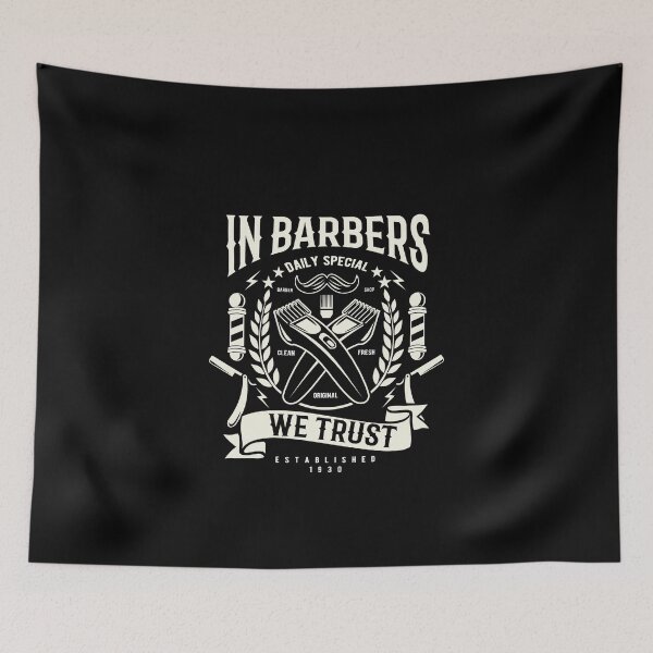 Item preview, IN BARBERS WE TRUST RETRO BARBERSHOP T SHIRT TEE SWEATER HOODIE GIFT PRESENT BIRTHDAY CHRISTMAS designed and sold by Timcito.