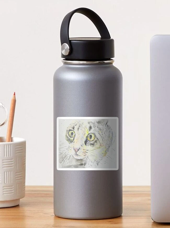 Thumbnail 1 of 3, Sticker, Wise Cat designed and sold by WrenCottage.