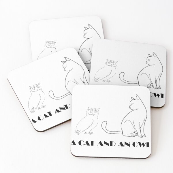 Item preview, a cat and an owl  designed and sold by E-KaLsshop.