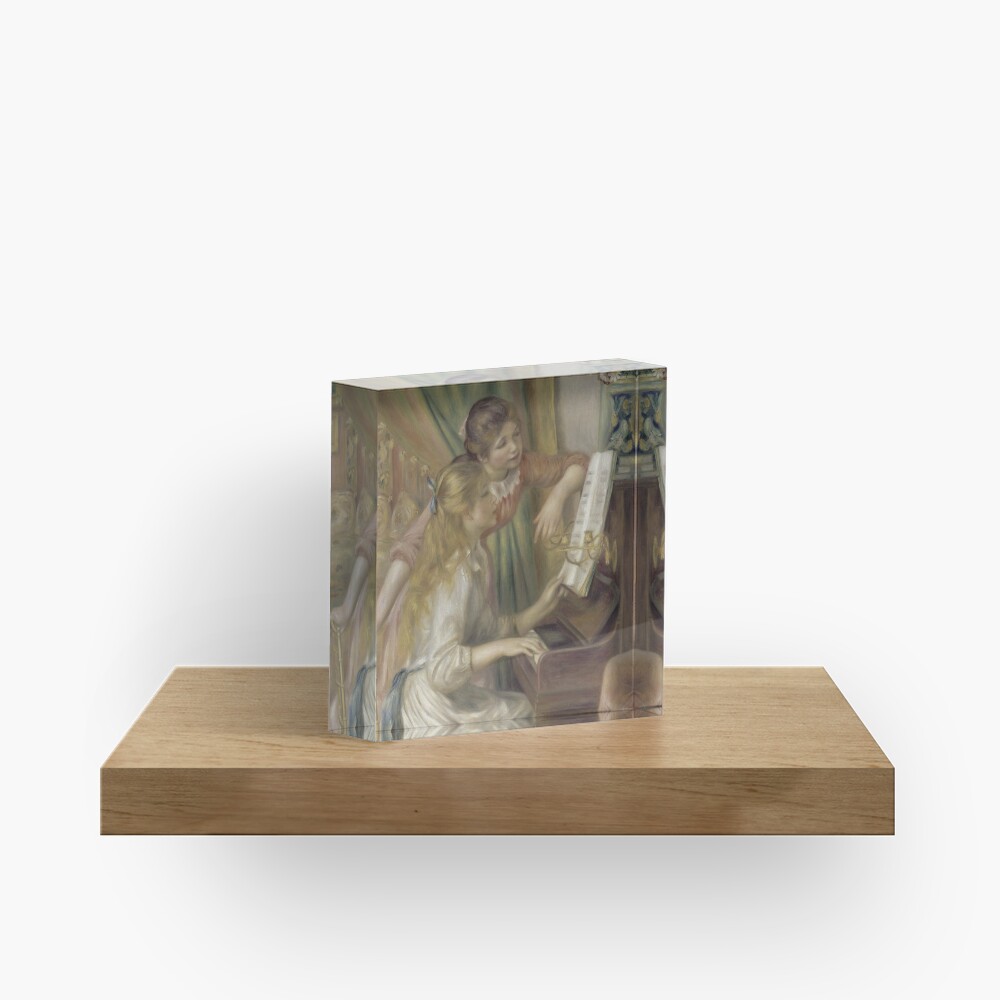 Young Girls at the Piano Oil Painting by Pierre Auguste Renoir Acrylic Block