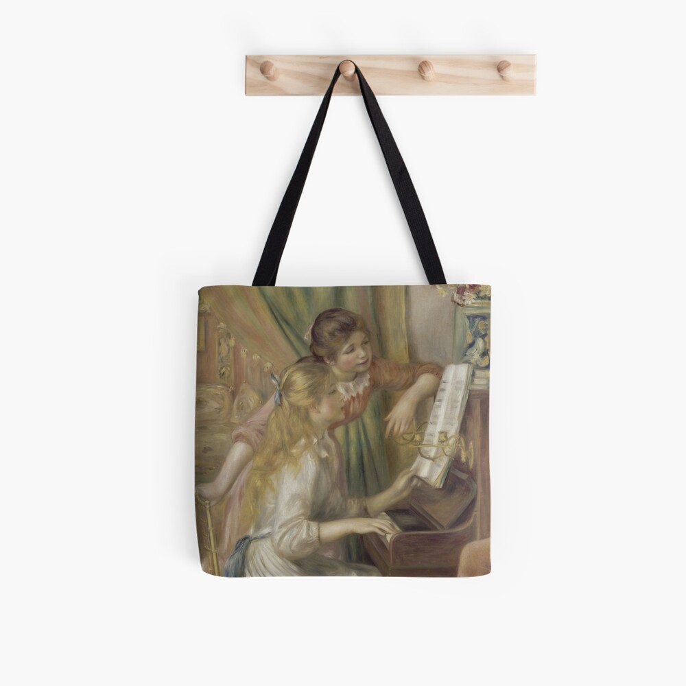 Young Girls at the Piano Oil Painting by Pierre Auguste Renoir Tote Bag