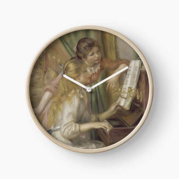 Young Girls at the Piano Oil Painting by Pierre Auguste Renoir Clock