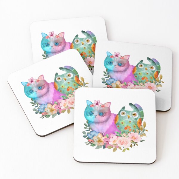 Item preview, a cute cat and an owl designed and sold by meh4u2.