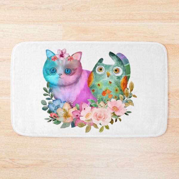 Item preview, a cute cat and an owl designed and sold by meh4u2.