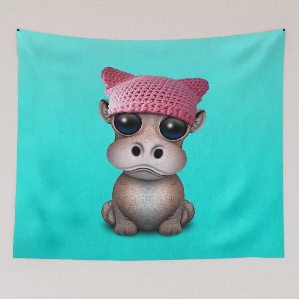 Item preview, Cute Baby Hippo Wearing Pussy Hat designed and sold by JeffBartels.