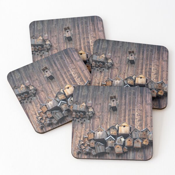 Item preview, Many bird houses on a wooden facade designed and sold by MarionsArt.