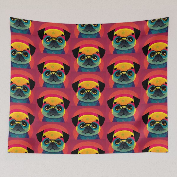 Item preview, Artistic Colorful Pug Dog Painting Art Gift designed and sold by Guarddogdrive.