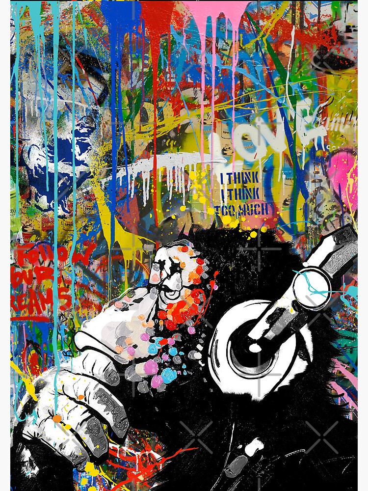 Monkey Thinker - Banksy Urban Contemporary Colorful Street Art - DJ Chimp |  Journal