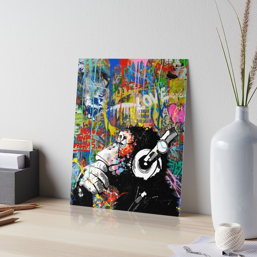 Monkey Thinker - Banksy Urban Contemporary Colorful Street