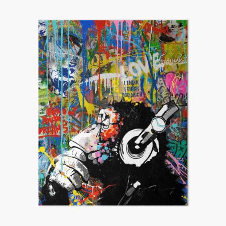 Item preview, Monkey Thinker - Banksy Urban Contemporary Colorful Street Art -  DJ Chimp designed and sold by WE-ARE-BANKSY.