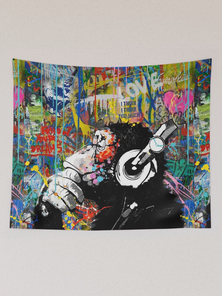 Monkey Thinker - Banksy Urban Contemporary Colorful Street Art