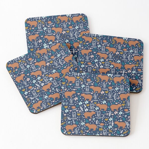 Item preview, Cute capybara pattern with stars and crystals designed and sold by kapotka.