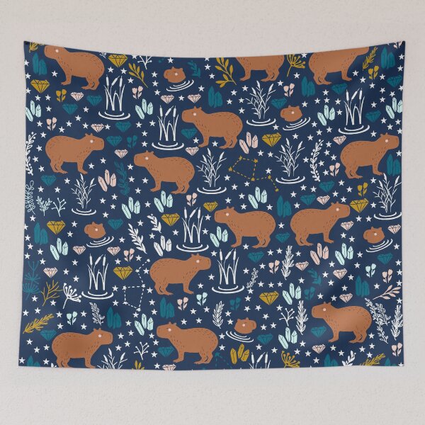 Item preview, Cute capybara pattern with stars and crystals designed and sold by kapotka.