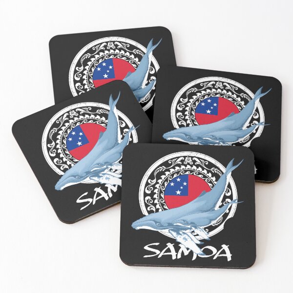 Item preview, Flag of Samoa with humpback whales designed and sold by NicGrayGraphic.