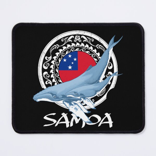 Item preview, Flag of Samoa with humpback whales designed and sold by NicGrayGraphic.