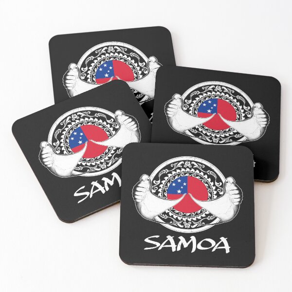 Item preview, Flag of Samoa with manta rays designed and sold by NicGrayGraphic.
