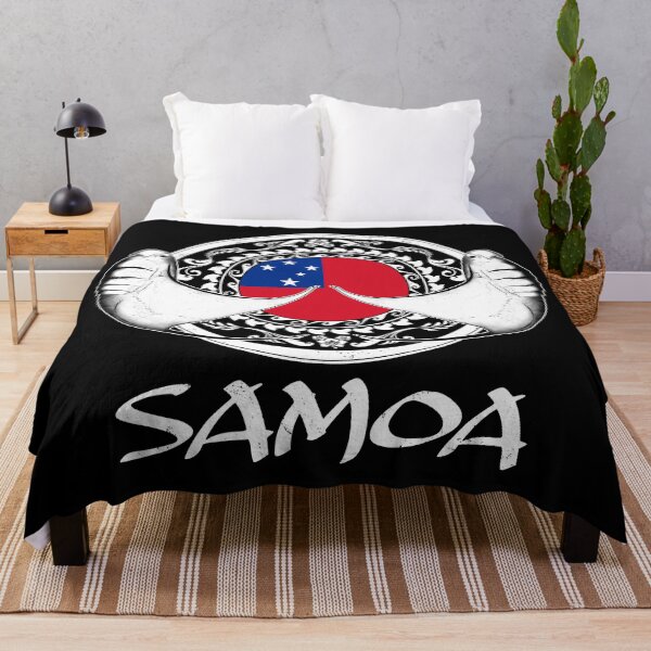 Item preview, Flag of Samoa with manta rays designed and sold by NicGrayGraphic.