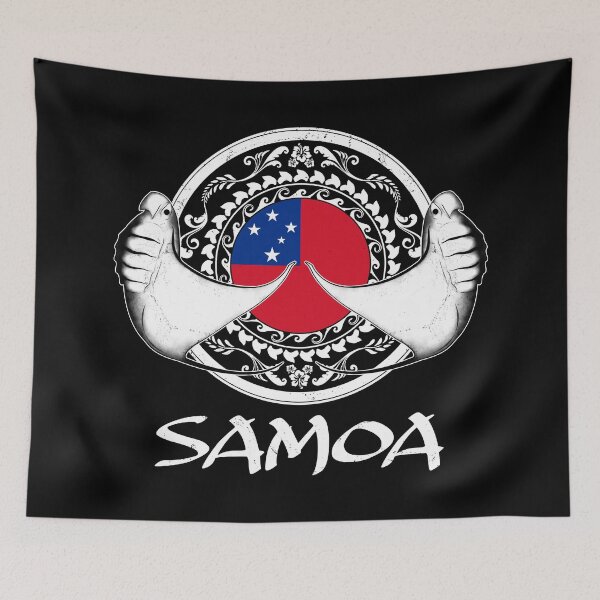 Item preview, Flag of Samoa with manta rays designed and sold by NicGrayGraphic.