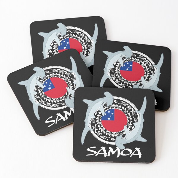 Item preview, Flag of Samoa with hammerhead sharks designed and sold by NicGrayGraphic.