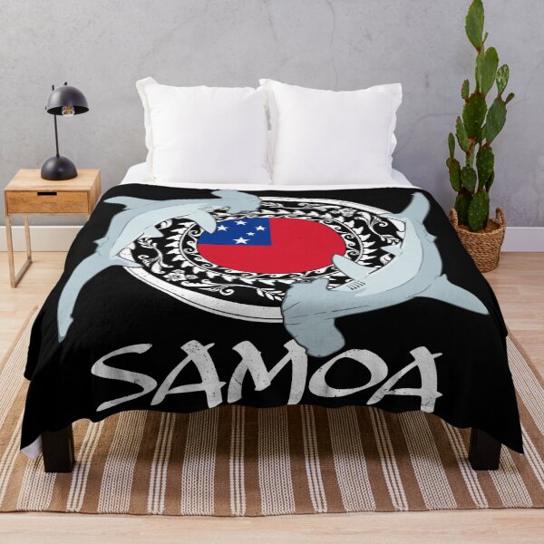 Item preview, Flag of Samoa with hammerhead sharks designed and sold by NicGrayGraphic.