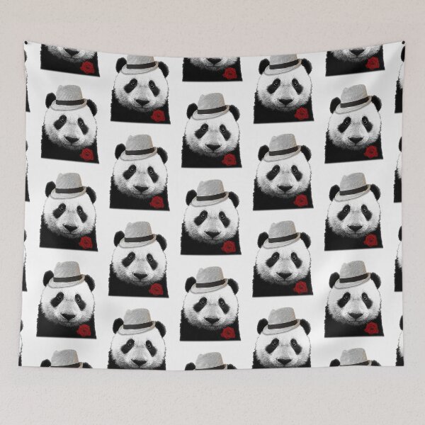 Item preview, Don Vito Pandaone panda bear portrait (white) designed and sold by Madame Memento.