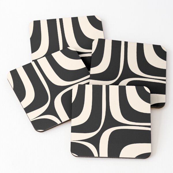 Item preview, Retro Groove Abstract Minimal Pattern Black and Almond Cream designed and sold by kierkegaard.