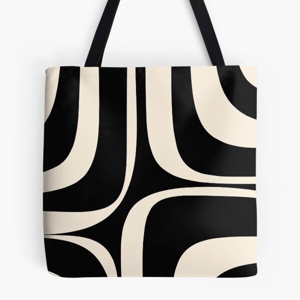 Item preview, Retro Groove Abstract Minimal Pattern Black and Almond Cream designed and sold by kierkegaard.