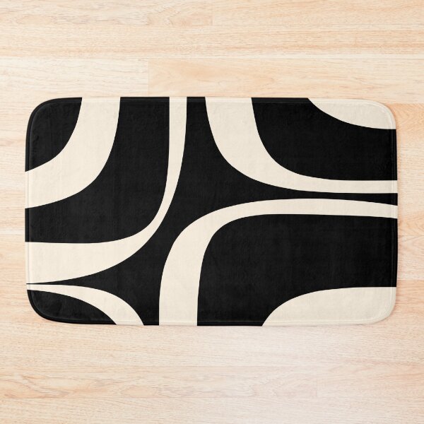 Item preview, Retro Groove Abstract Minimal Pattern Black and Almond Cream designed and sold by kierkegaard.