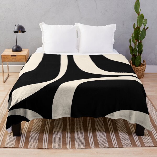 Item preview, Retro Groove Abstract Minimal Pattern Black and Almond Cream designed and sold by kierkegaard.