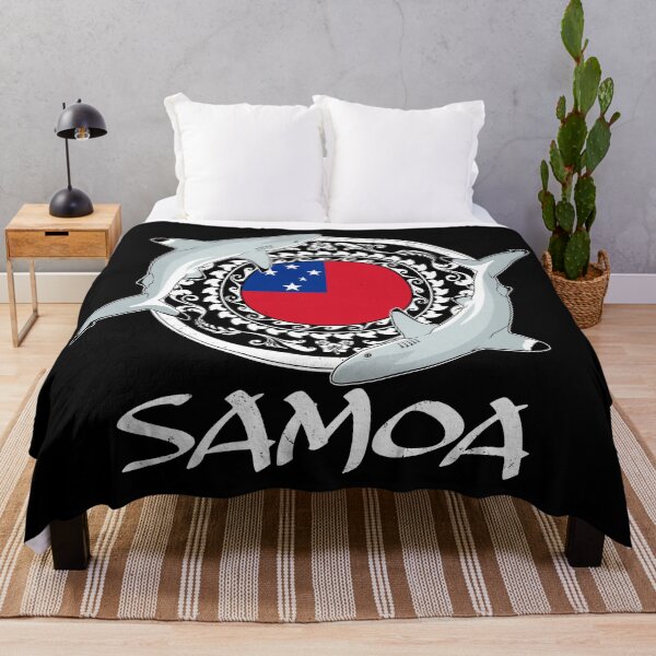 Item preview, Flag of Samoa with Blacktip Reef Sharks designed and sold by NicGrayGraphic.
