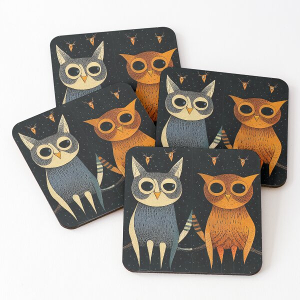 Item preview, Cute Cat and Owl Sticker designed and sold by TheCreativeFab.