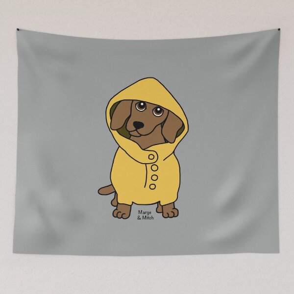 Item preview,  Cute Dachshund Sausage Dog Wearing a Raincoat designed and sold by Scat the cat.