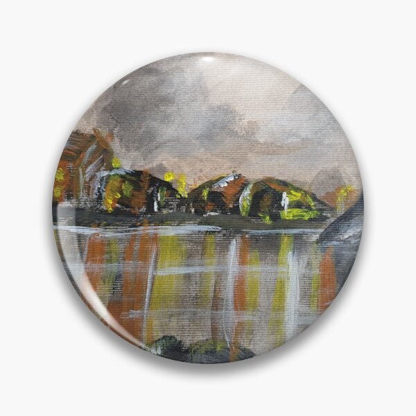 Item preview, Mountain Village on Lake reflecting lights designed and sold by WorldOfWendyArt.
