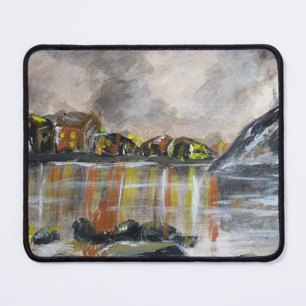 Item preview, Mountain Village on Lake reflecting lights designed and sold by WorldOfWendyArt.
