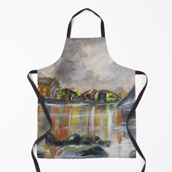 Item preview, Mountain Village on Lake reflecting lights designed and sold by WorldOfWendyArt.