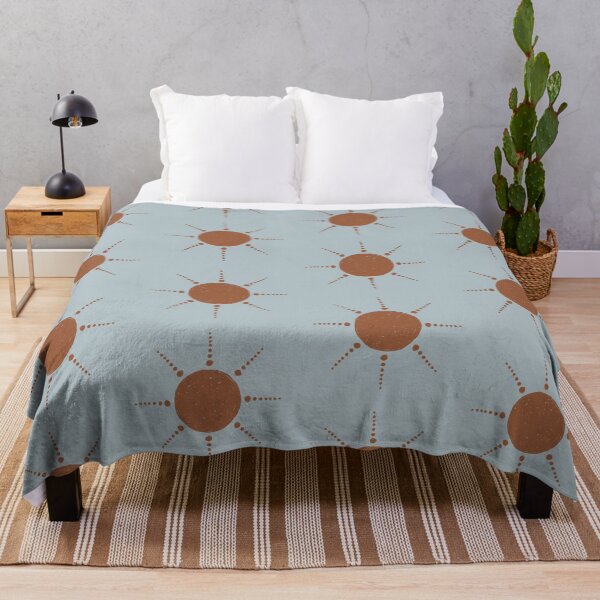 Artikelvorschau, Pretty Polka Dots Sun Pattern Boho Aesthetic In Muted Colors Deep Blue & Brown entworfen und verkauft von scorpiolane.