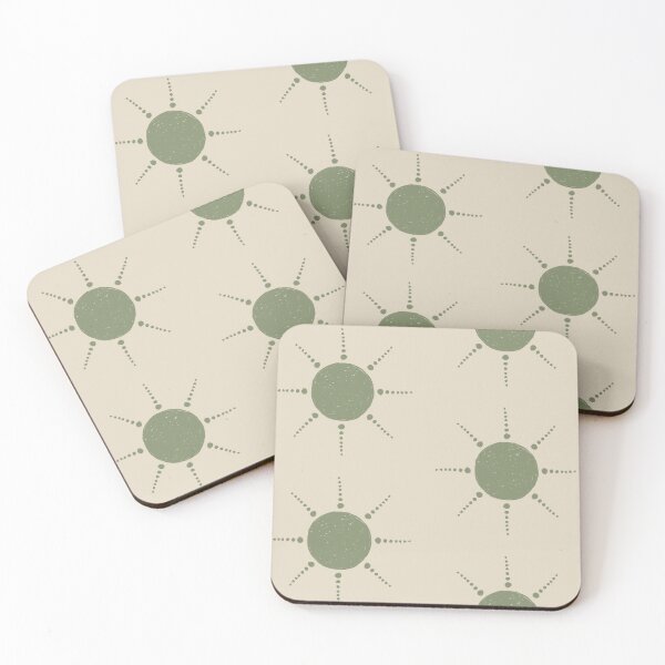 Aperçu de l'œuvre Pretty Polka Dots Sun Pattern Boho Aesthetic In Muted Colors Green & Muted Yellow créée et vendue par scorpiolane.