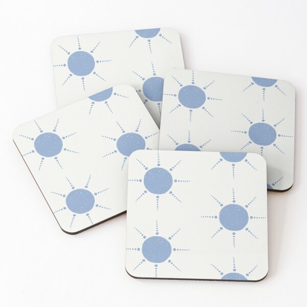 Artikelvorschau, Pretty Polka Dots Sun Pattern Boho Aesthetic In Muted Colors Light & Dark Blue entworfen und verkauft von scorpiolane.