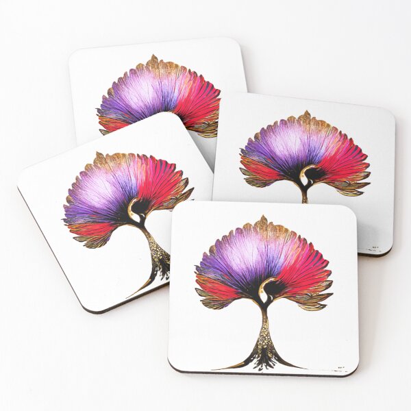 Item preview, tree, flower, rose, gold, silver, red, purple, peacock designed and sold by AnnaMartaFoley.