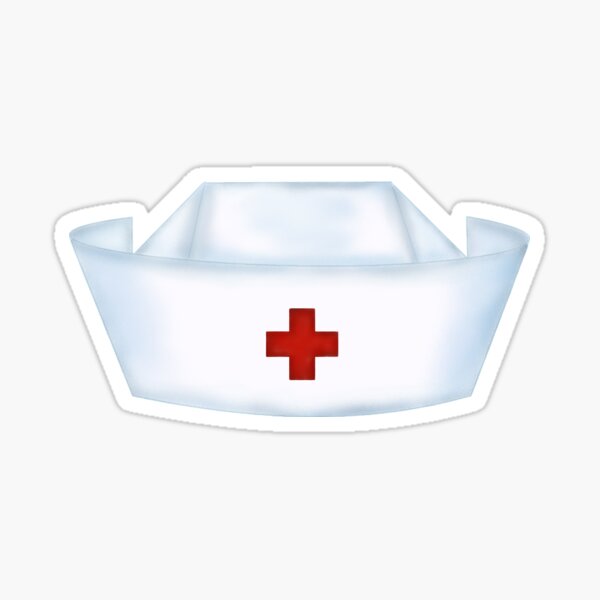 White Cap with Red Cross Sticker
