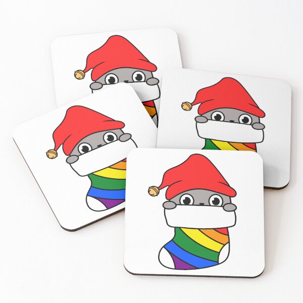Item preview, RAINBOW CHRISTMAS STOCKING | CUTE PRIDE KITTY designed and sold by Festive Feminist.