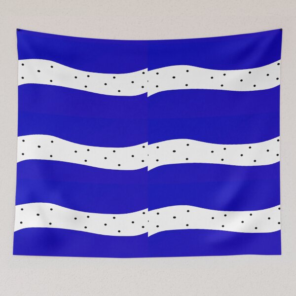 Item preview, White dotted Waves Pattern Bright Blue designed and sold by awsomepatterns.