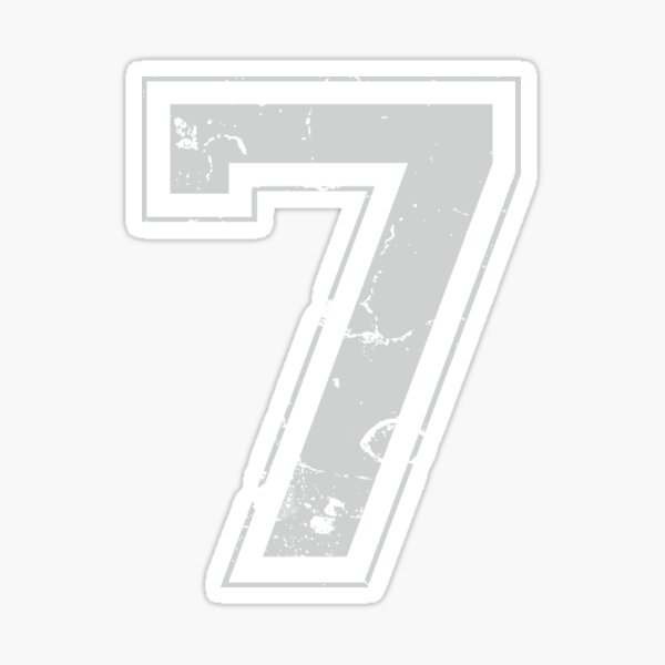 Number 7 Seven Gray Jersey Sports Athletic Player Sticker