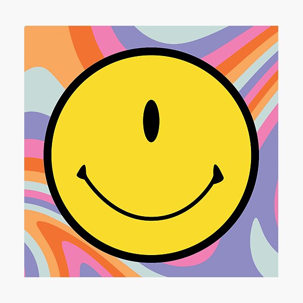 Artikel-Vorschau von 70er Jahre Groovy Flag One Eye Alien Smiley Emoji Gesicht, designt und verkauft von sarascoprox.