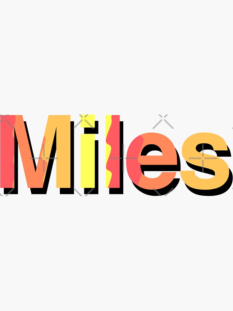 "Miles Word Art Design, Wavy Colour Name Design" Sticker for Sale by