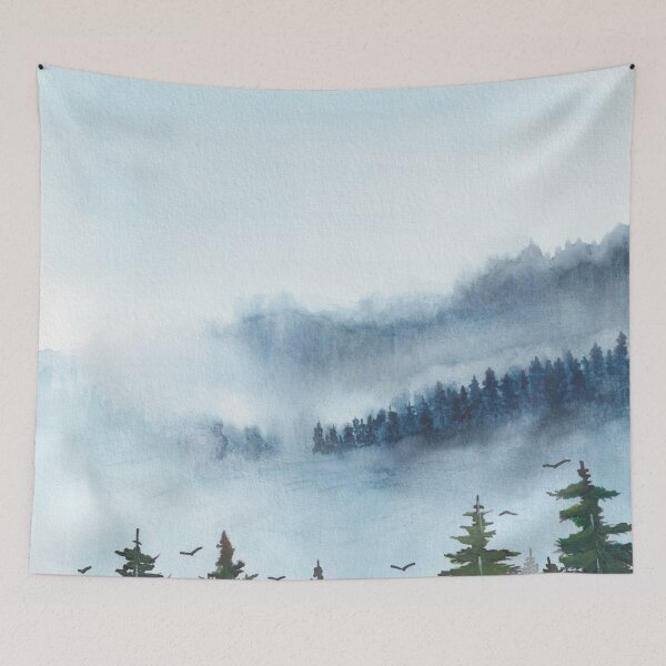 Item preview, Misty forest landscape watercolor designed and sold by JaneVirak.