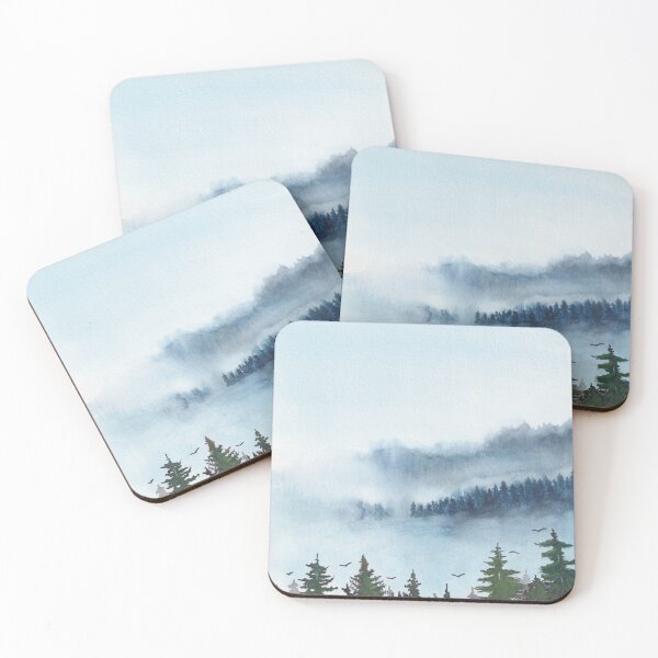 Item preview, Misty forest landscape watercolor designed and sold by JaneVirak.