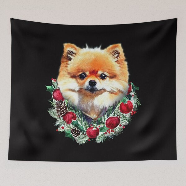 Item preview, Hipster Pomeranian Dog Christmas Wreath designed and sold by netdota.