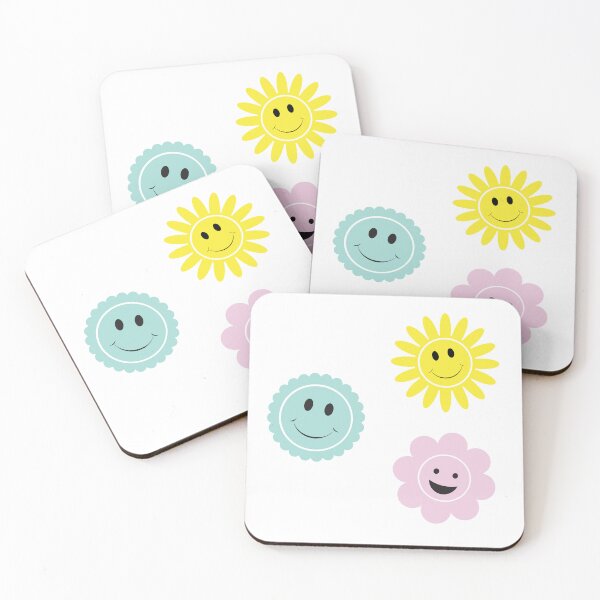 Item preview, Smiley Face Flowers - 3 Smiley Face Flowers in Pastel Colors designed and sold by gjsart.